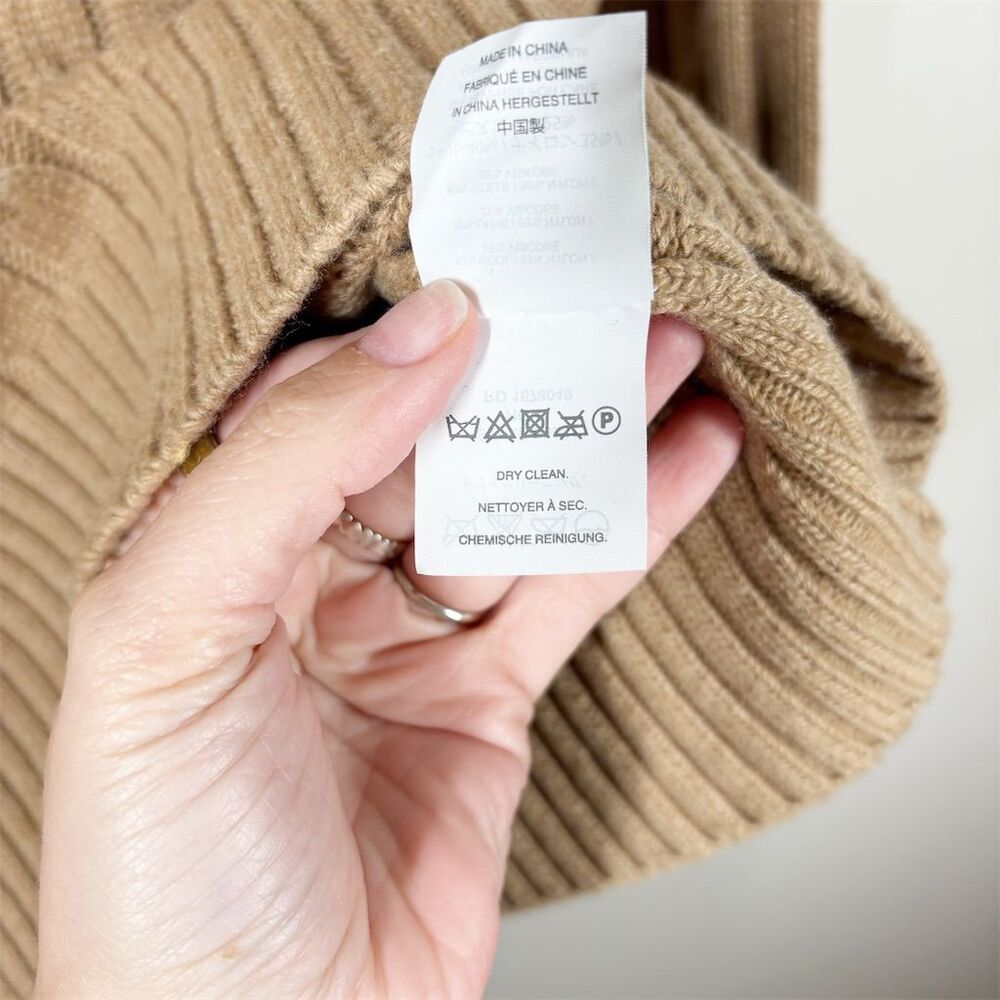 J. Crew Cambridge Cable Chunky‎ Knit Turtleneck Size S Tan Wool Blend Academia - Picture 7 of 11